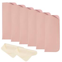 Unique Bargains - 6pcs Leather Eyeglass Case 3x6.9" Sleeve Pouch with 2 Cleaning Cloths for Eyewear - Pink