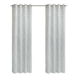 Commonwealth Home Fashions - Habitat Ivy Light Filtering Grommet Botanical Motif Print Curtain Panel for Livingroom 52" x 95" - White