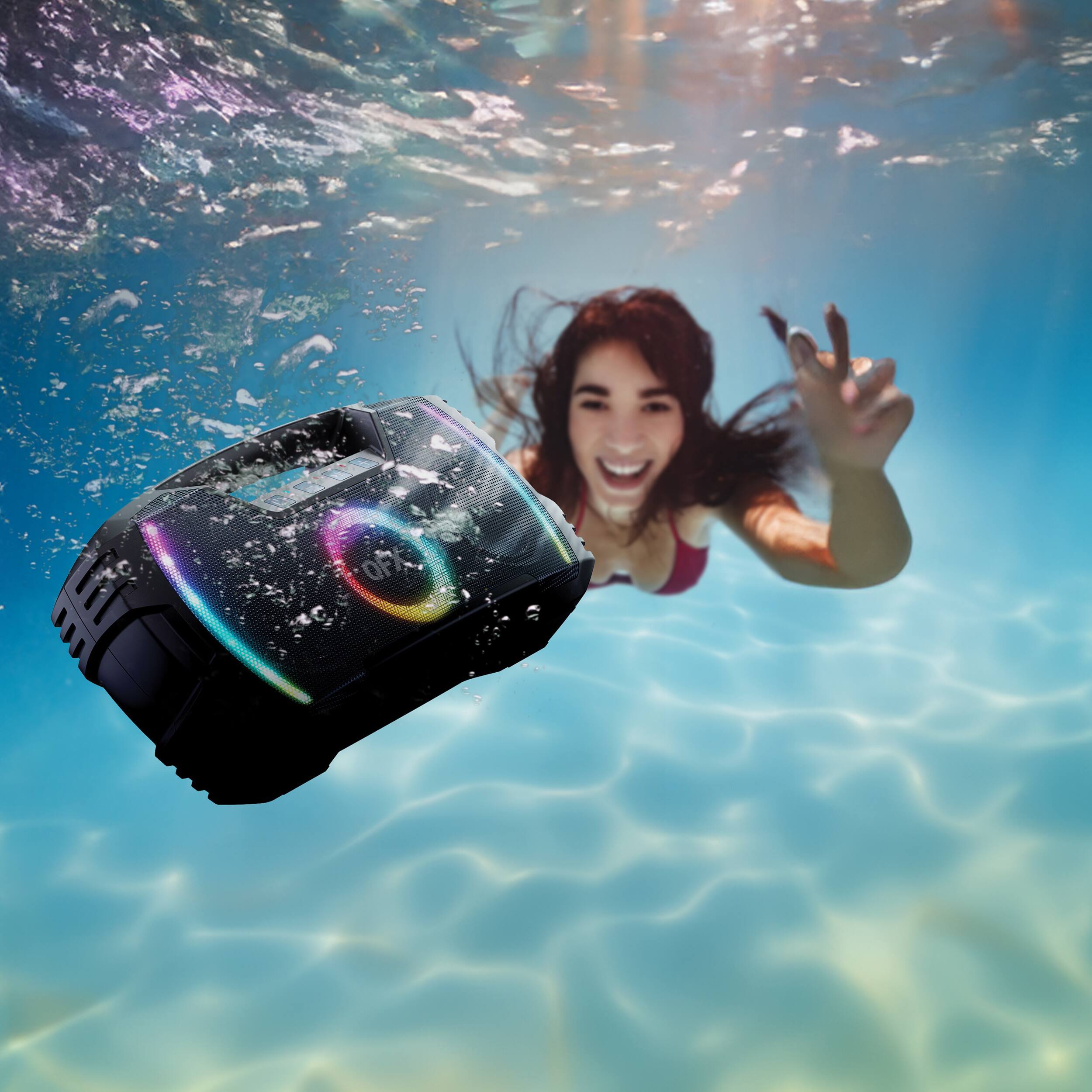 Alt View 12. QFX - BT-ZX35 Portable Rechargeable Bluetooth Speaker with LED Multi-Color Party Lights - Black.