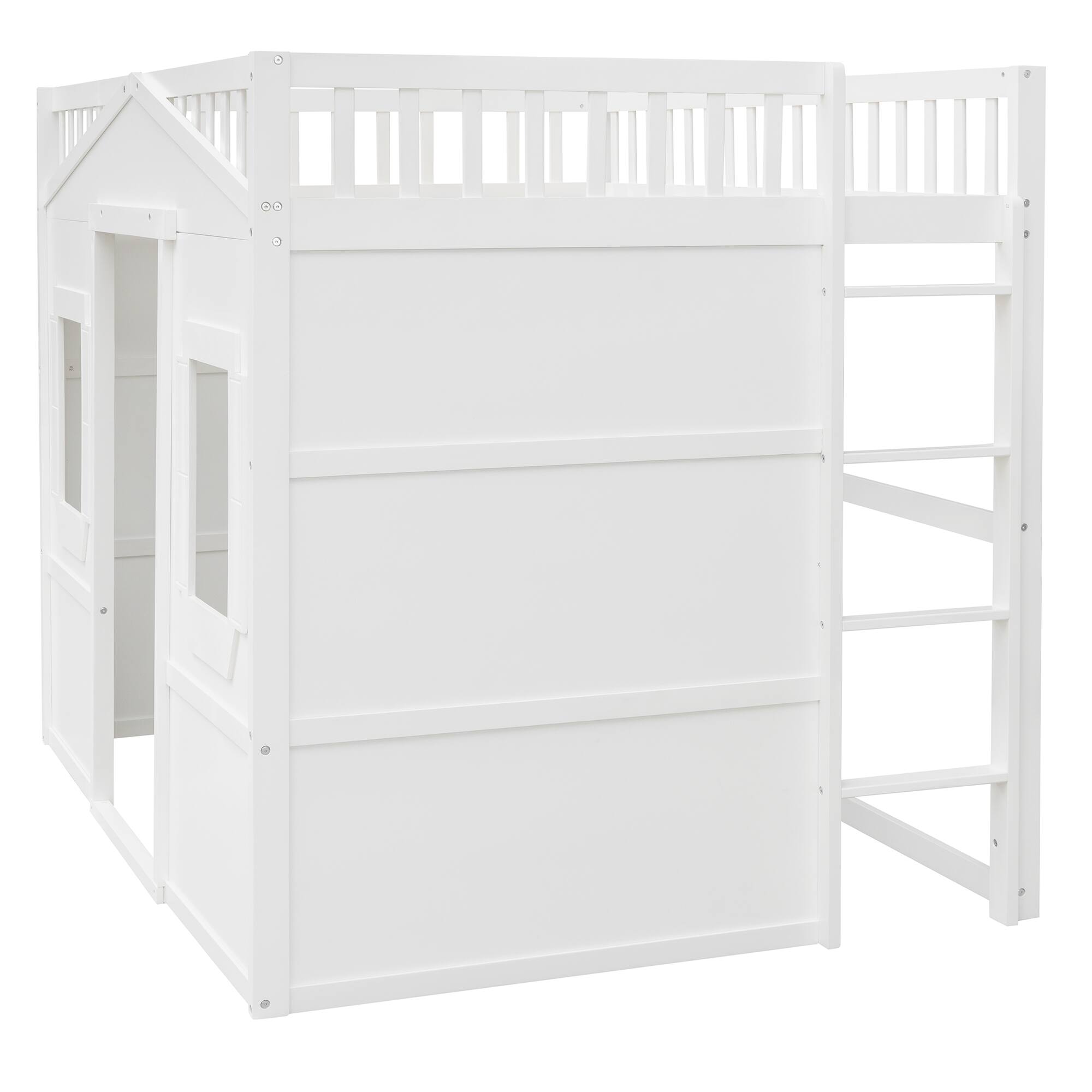 Alt View 1. Whisen - Wood Loft Bed with Ladder,Sturdy Elevated Platform Bed Frame for Kids and Teens - White.