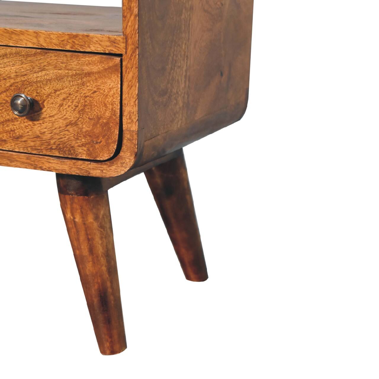 Alt View 4. Artisan Furniture - Artisan Furniture Solid Wood Mini Chestnut Curved Media Unit, 1 Drawer, 1 Open Slot, Dark Brown - Dark Brown.