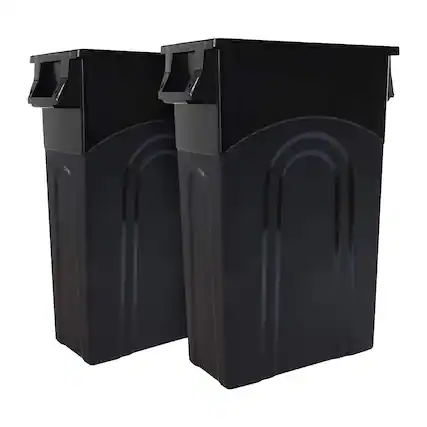 Front. United Solutions - United Solutions 2 Pack 23 Gal Kitchen Trash Can Garbage Bins, Highboy, Black - 0.