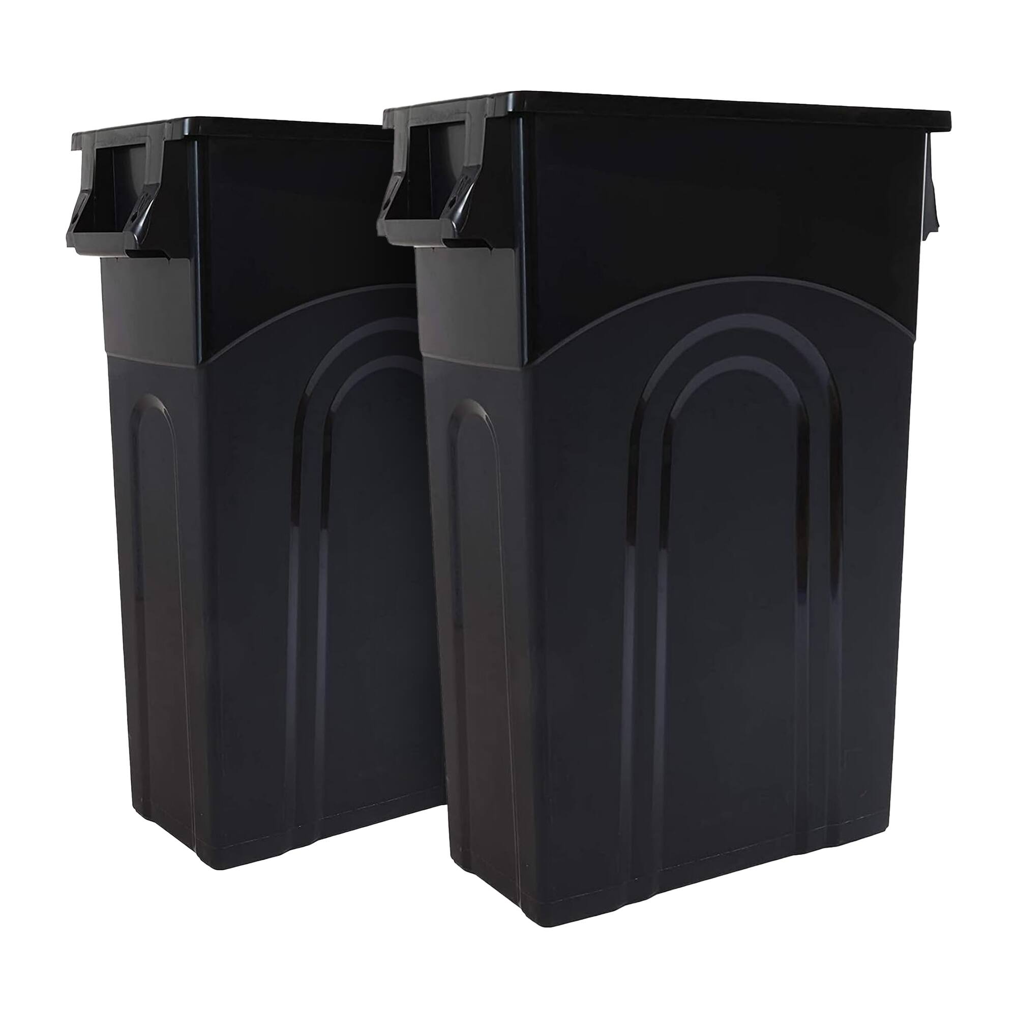 Front. United Solutions - United Solutions 2 Pack 23 Gal Kitchen Trash Can Garbage Bins, Highboy, Black - 0.