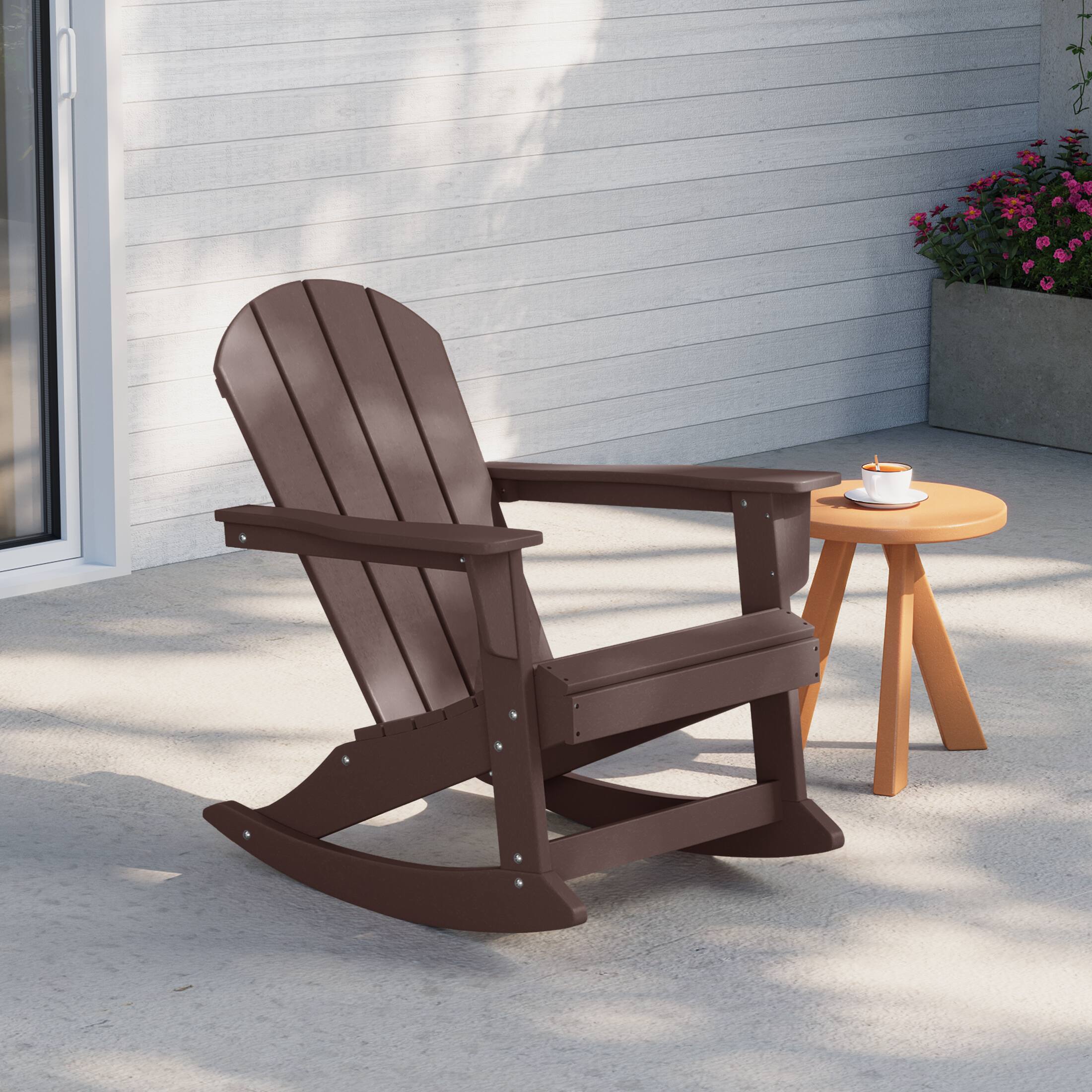 Angle. WestinTrends - WestinTrends Malibu Outdoor / Patio Poly Adirondack rocking chair - Dark Brown.