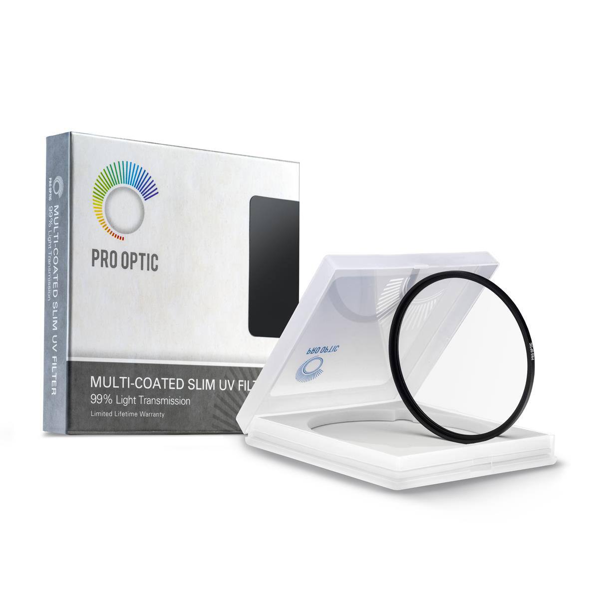 19990 Light  
MULTI-COATED SLIM UV FILTER  
PRO OPTIC  
MULTI-COATED SLIM UV FIL  
99% Light Transmission  
Limited Lifetime Warranty  
680 061IC