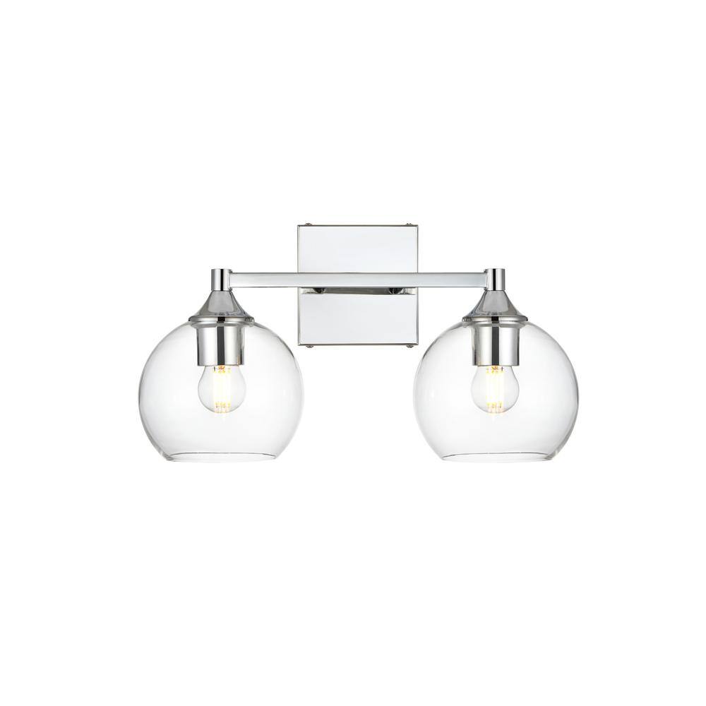 Left. Living District - Foster 2 light Chrome and Clear Bath Sconce - Chrome And Clear.