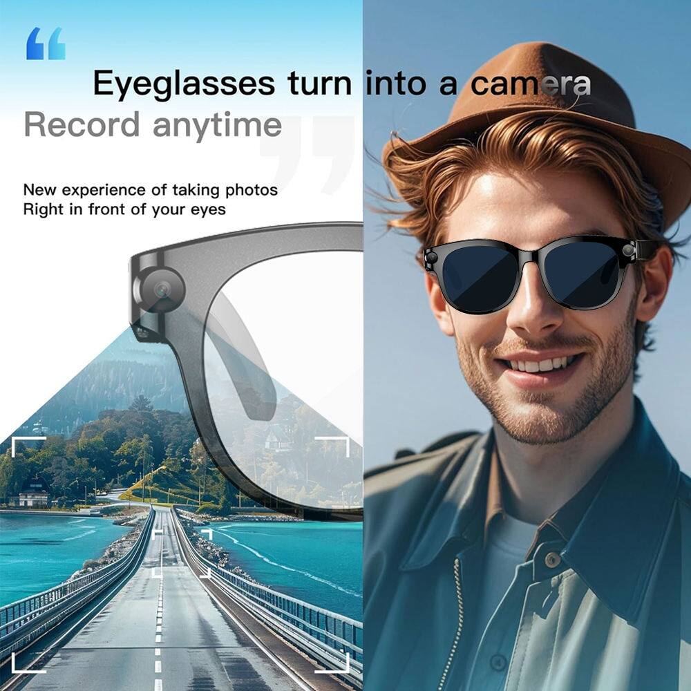 Eyeglasses turn into a camera  
Record anytime  

New experience of taking photos  
Right in front of your eyes