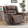 Front. Bestier - Brown Vegan Leather Manual Power Recliner with Nailhead Trim and USB Port - Brown.
