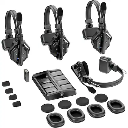 Front. HOLLYLAND - Hollyland Solidcom C1-4S Full-Duplex Wireless DECT Intercom System with 4 Headsets - Black.