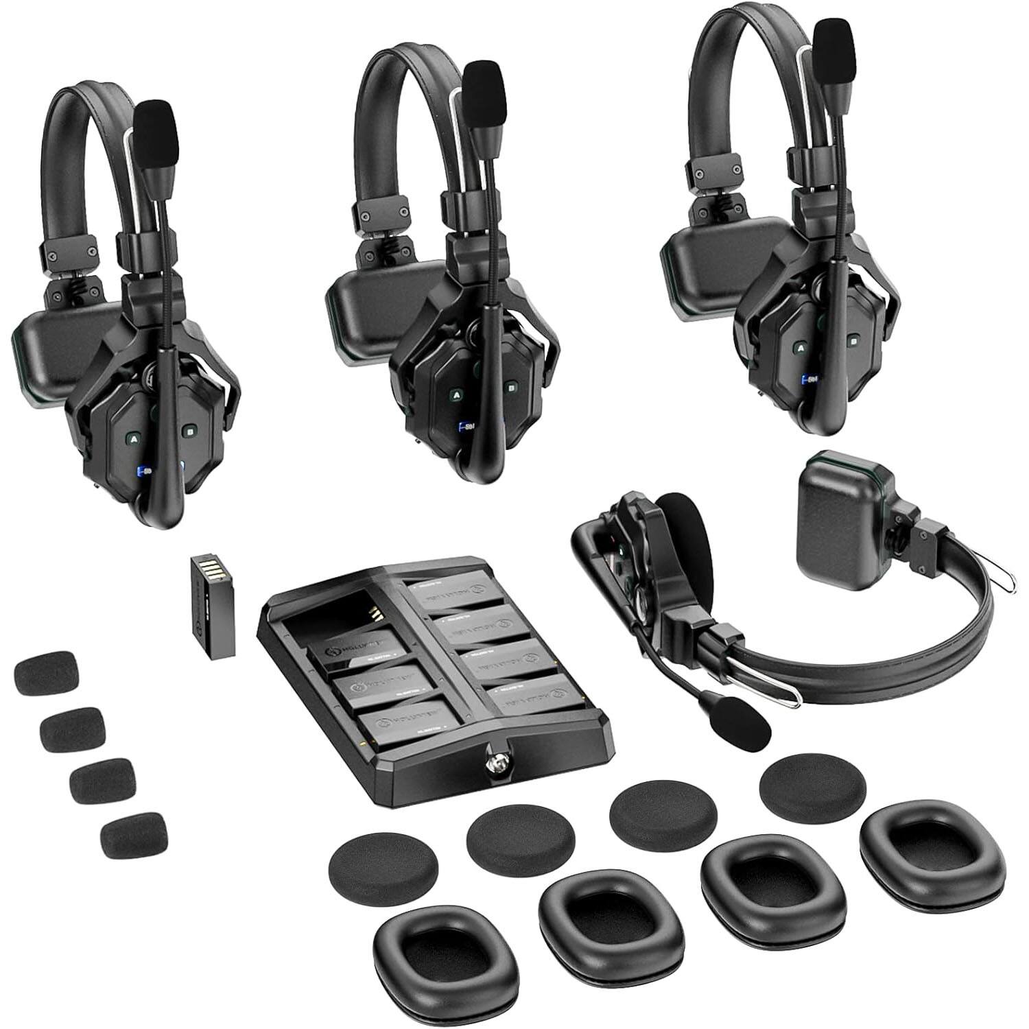 Front. HOLLYLAND - Hollyland Solidcom C1-4S Full-Duplex Wireless DECT Intercom System with 4 Headsets - Black.