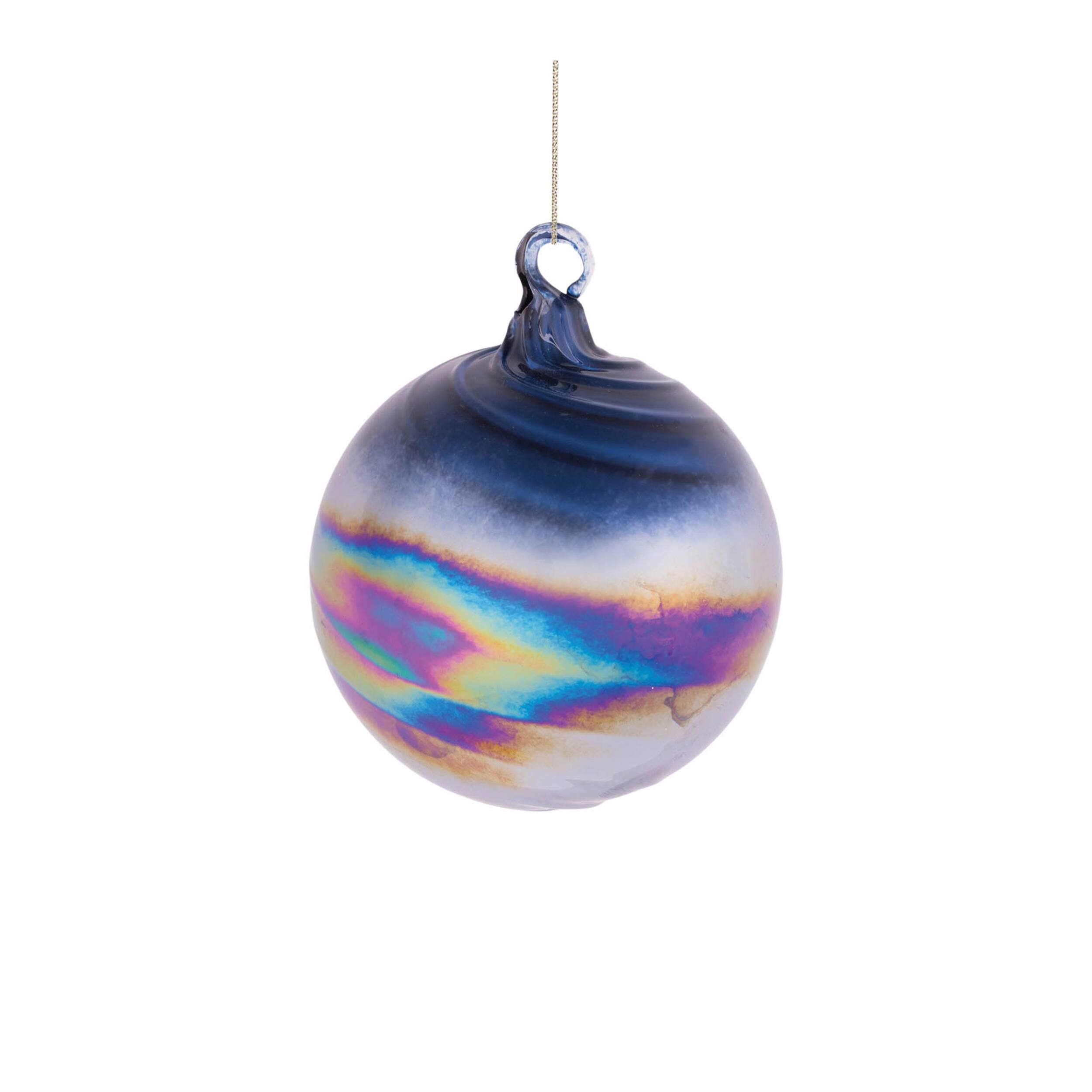 Left. BreeBe - Iridescent Swirled Glass Ornament (Set of 12) - Blue, Purple.