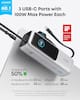 ANKER The World's NO.1 Mobile Charging Brand 3 USB-C Ports with 100W Max Power Each InstaCord +1Q cutt 100 DESIGN AWARD 2025 ANKER Charge to 50% 16" MacBook Pro (M3) 33 Min iPhone 16 25 Min MacBook Air (M3) 33 Min Samsung S24 28 Min Note: Data based on internal lab testing, actual performance may vary. *Anker is the world's No. 1 mobile charging brand based on retail sales value for four consecutive years: 2020, 2021, 2022, and 2023.
