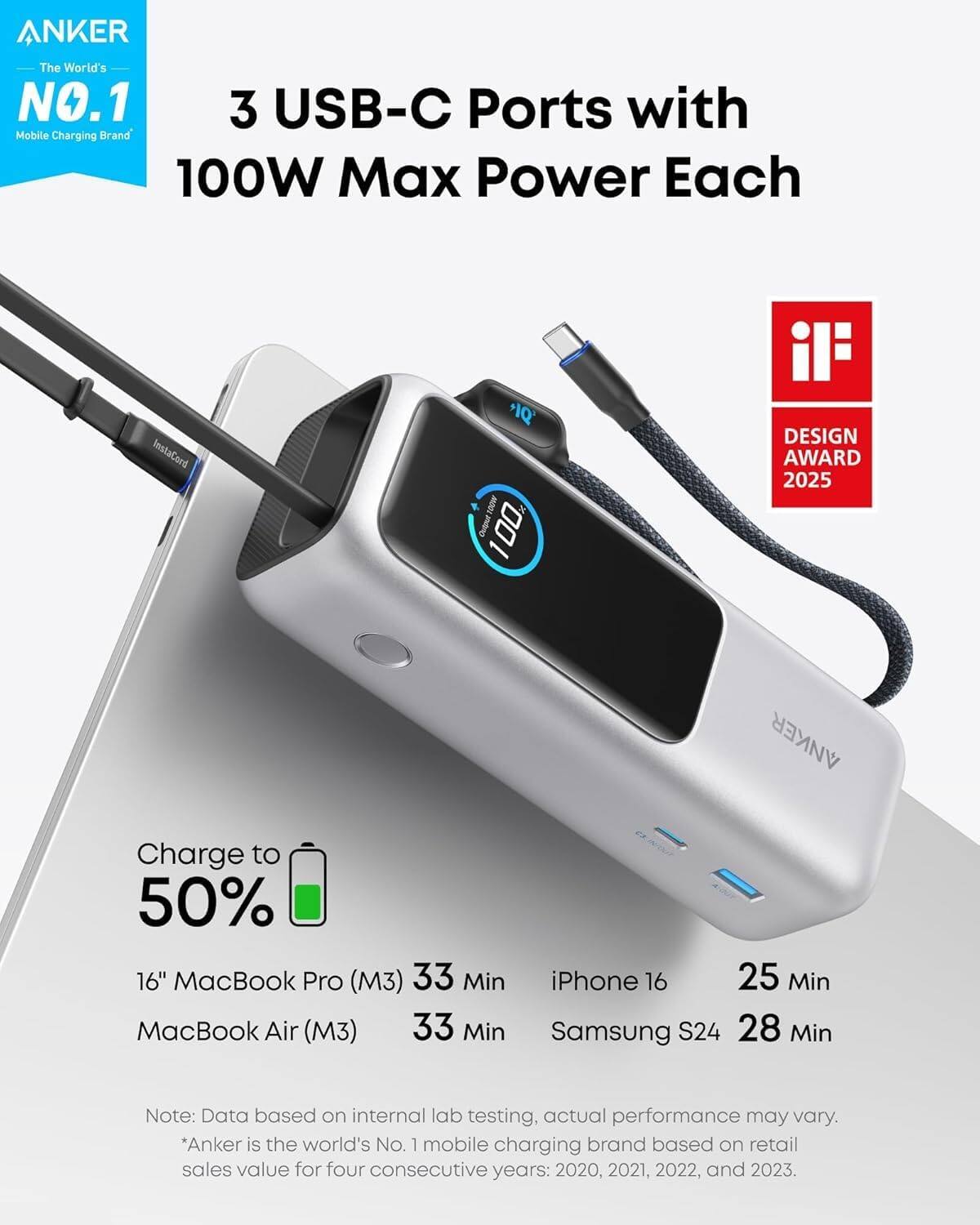Anker - 25,000mAh Portable Charger, Laptop Power Bank