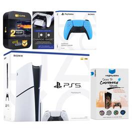 Playstation 5 Slim Disc with Extra Controller, Charging Dock and MightySkins Decal Voucher + 2 Year - PlayStation 5