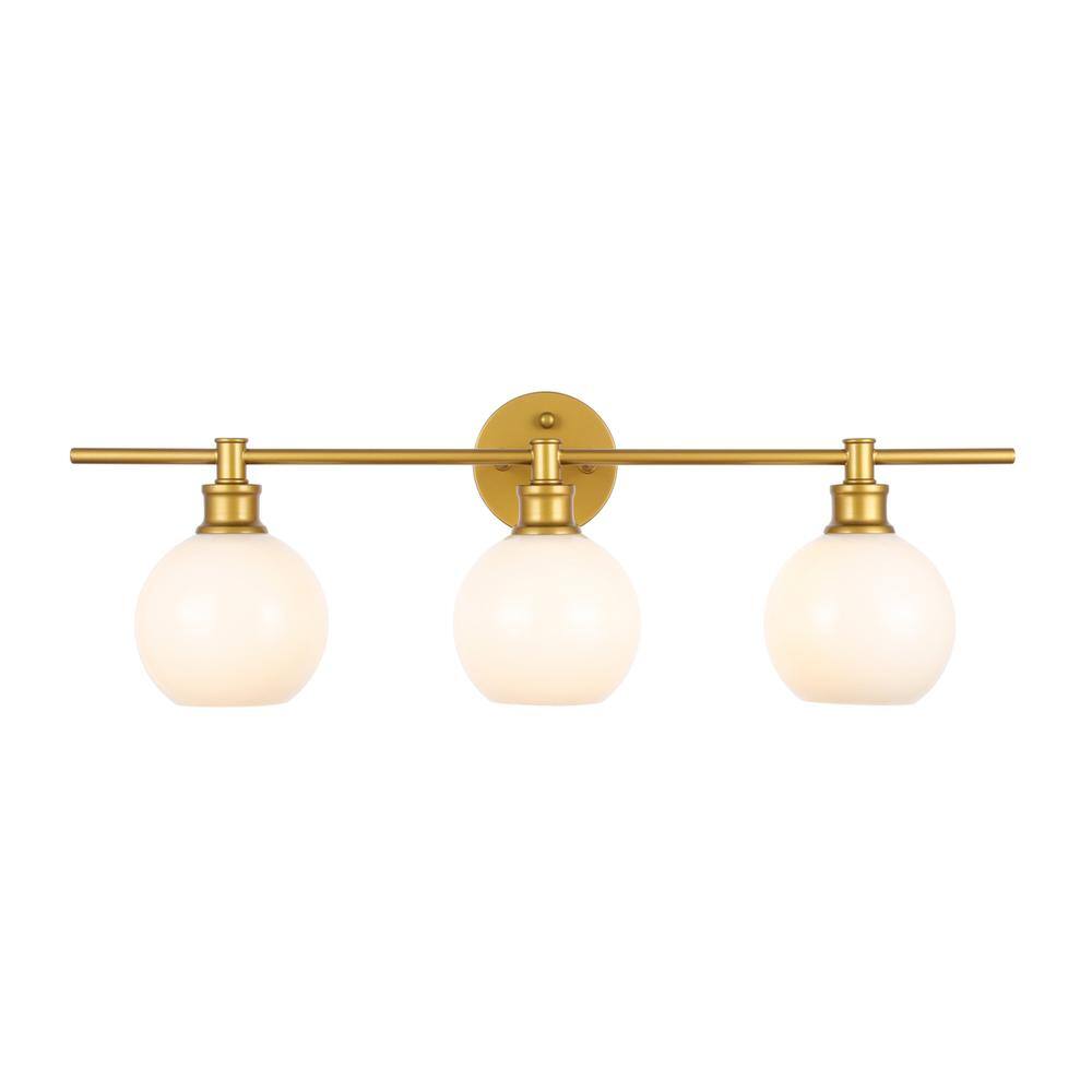 Alt View 2. Living District - Collier 3 light Brass and Frosted white glass Wall sconce - Brass And Frosted White Glass.