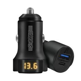 5 CORE - Car Charger USB + Type-C Quick Charge Adapter with Smart Chip Fast Charging for Truck SUV - Black