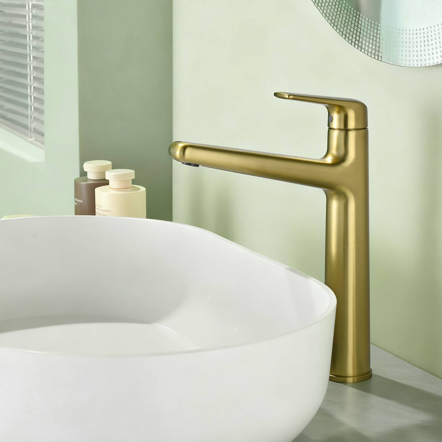 Alt View 1. Boyel Living - Brushed Gold Single Handle Bathroom Faucet Solid Brass - Brushed Gold.