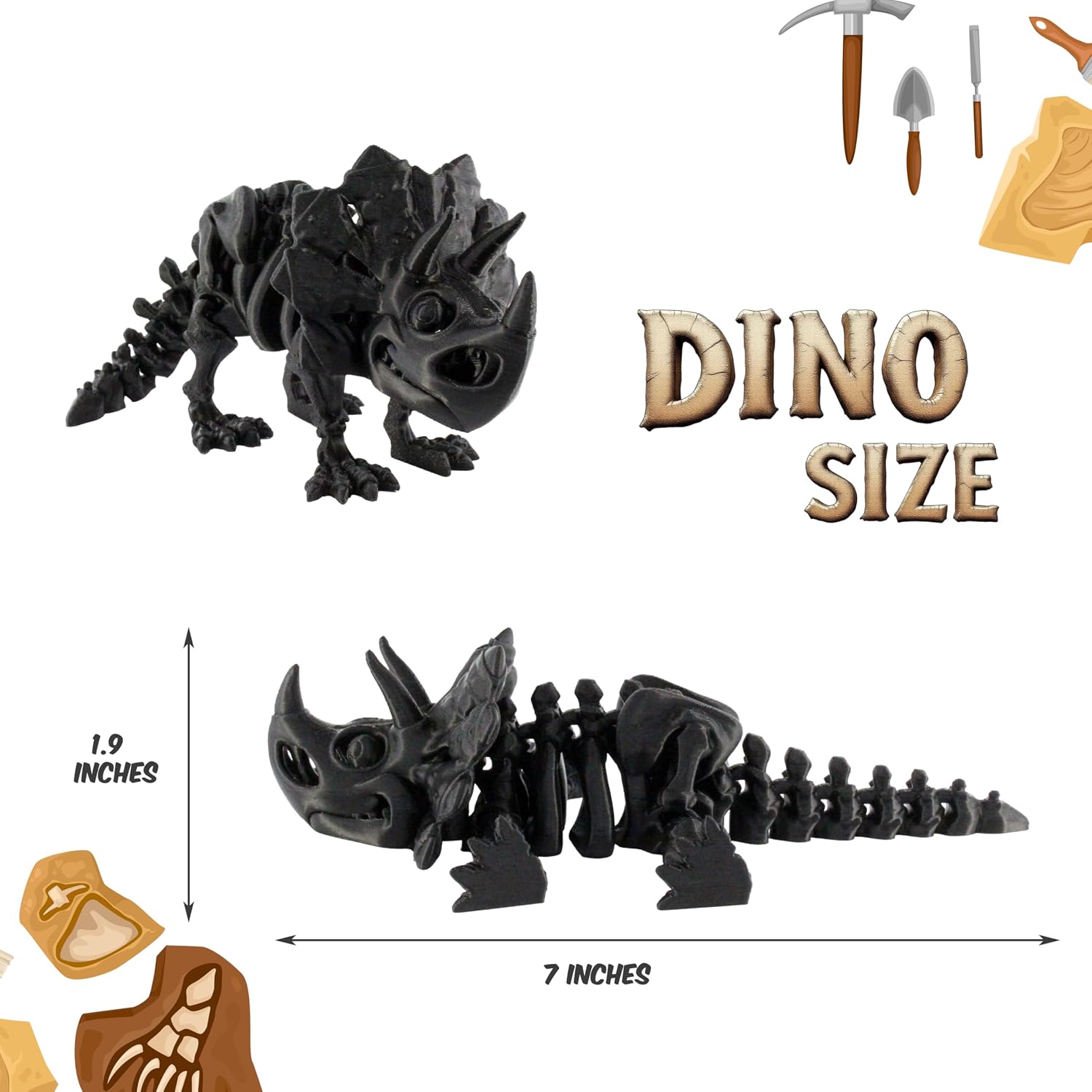 JuzToys 3D Printed Skeleton Triceratops, Prehistoric Collectible ...