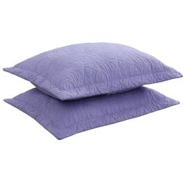 MarCielo - 2-Pack Embroidered Solid Color Pillow Shams Polyester - Lavender
