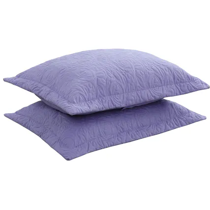Front. MarCielo - 2-Pack Embroidered Solid Color Pillow Shams Polyester - Lavender.