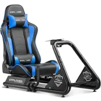 GTPlayer - Racing Simulator Cockpit with Seat and Bluetooth Speakers Sim Racing Cockpit - Blue - Front_Zoom