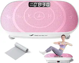 MERACH - Vibration Plate Exercise Machine, Whole Body Workout Equipment for Women, Bluetooth and Silicone Pedal - Pink