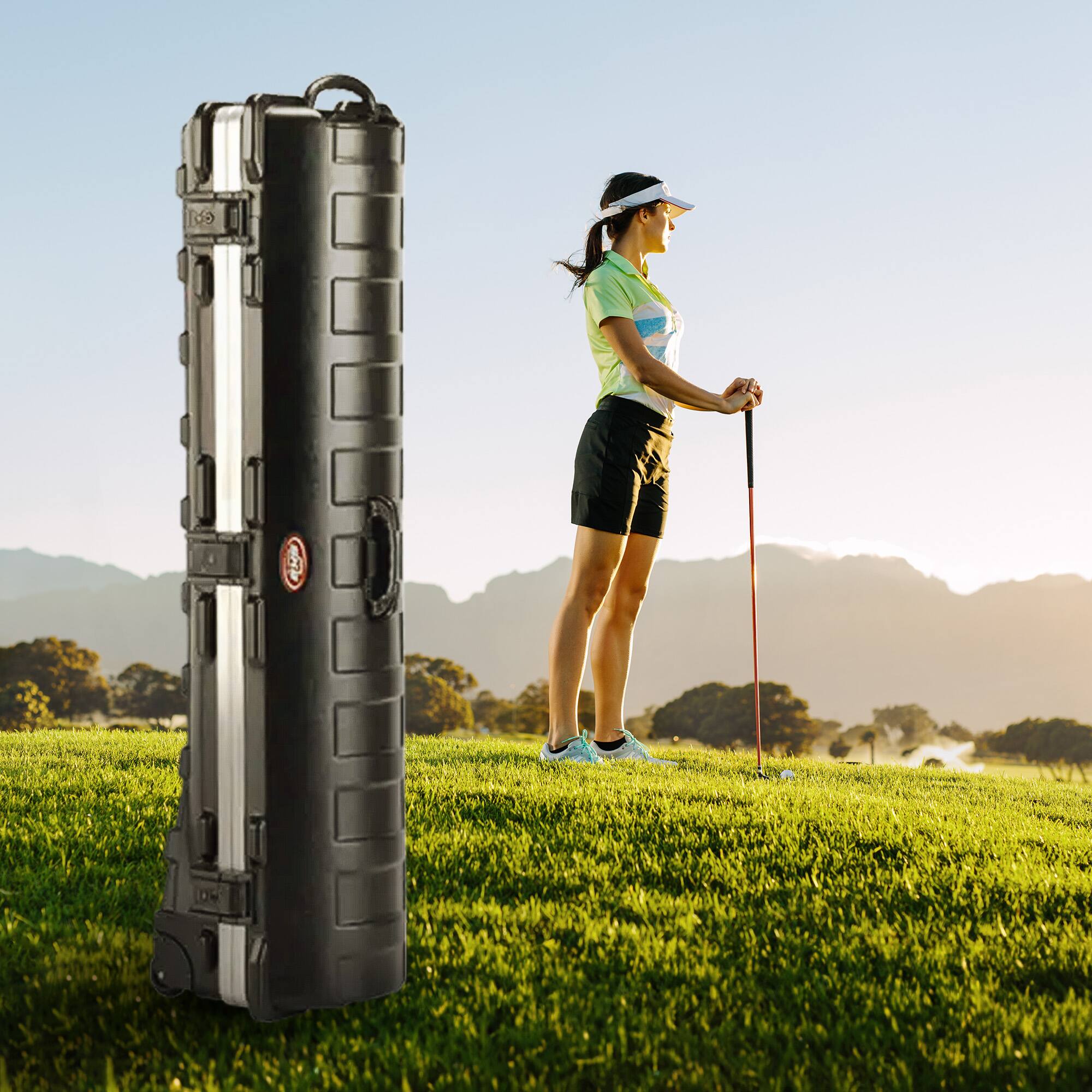 Alt View 2. SKB - SKB Cases ATA Standard Hard Plastic Wheeled Golf Bag Travel Case, Black (2 Pack) - Black.