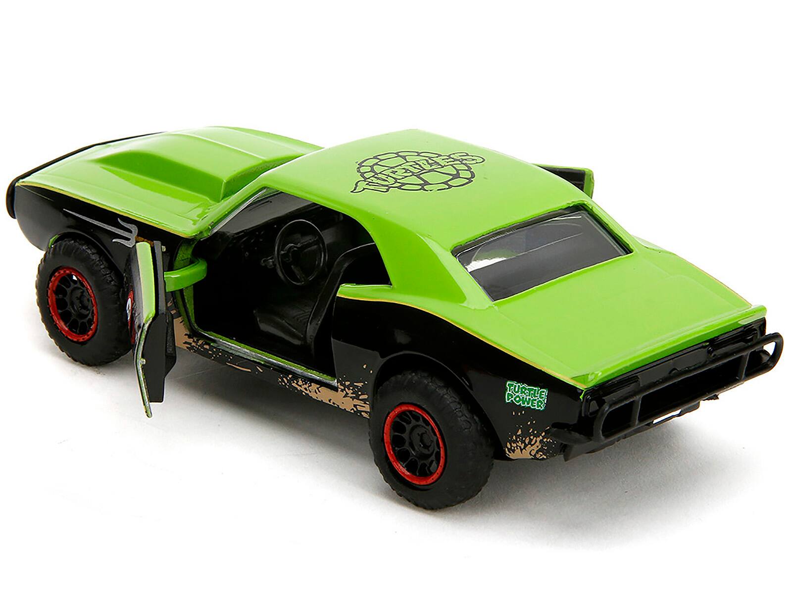 Left. Jada - 1967 Chevrolet Camaro "Teenage Mutant Ninja Turtles" Black and Green (Dirty) "Hollywood Rides" Series 1/32 - Black And Green.