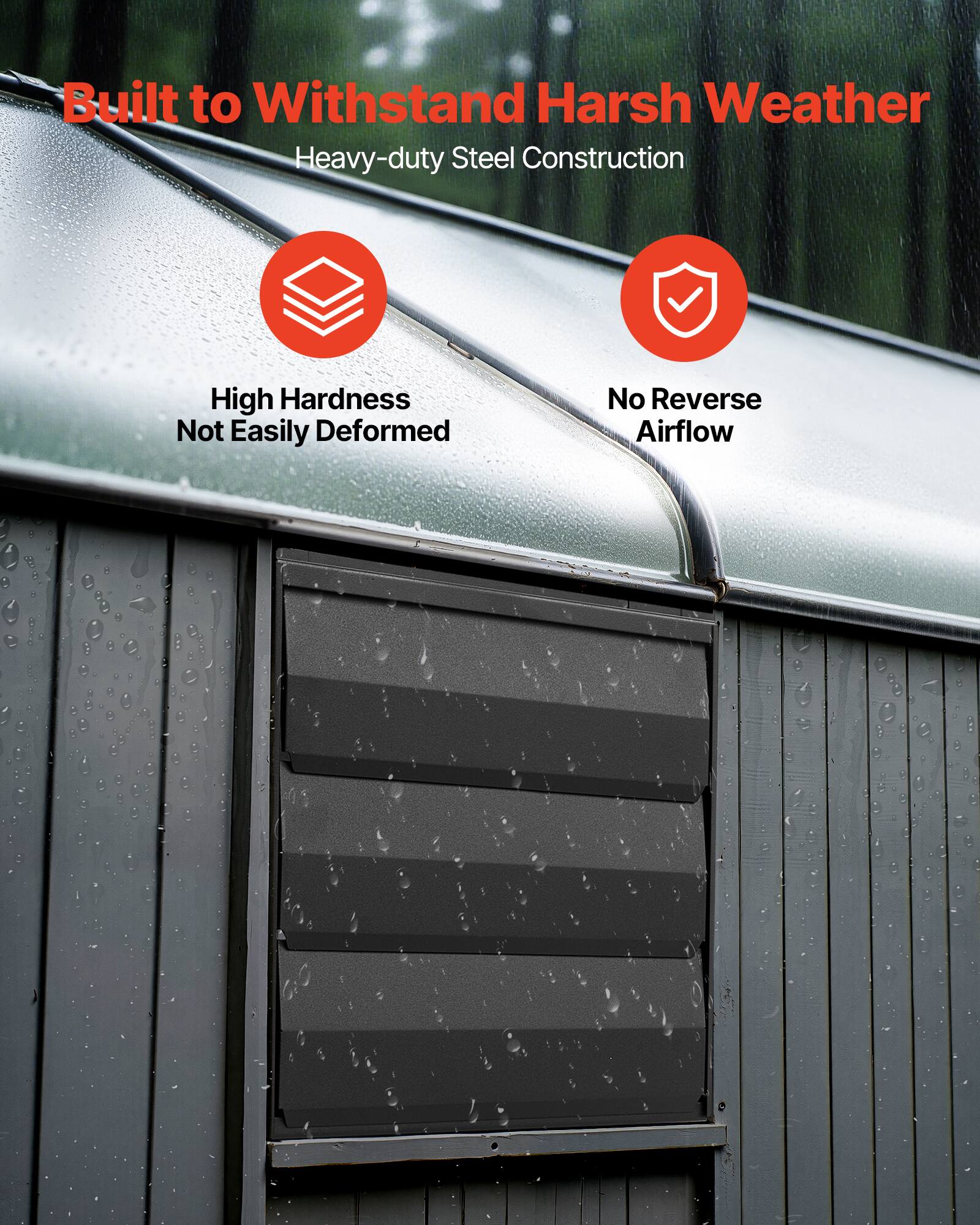 Built to Withstand Harsh Weather  
Heavy-duty Steel Construction  
High Hardness  
Not Easily Deformed  
No Reverse Airflow