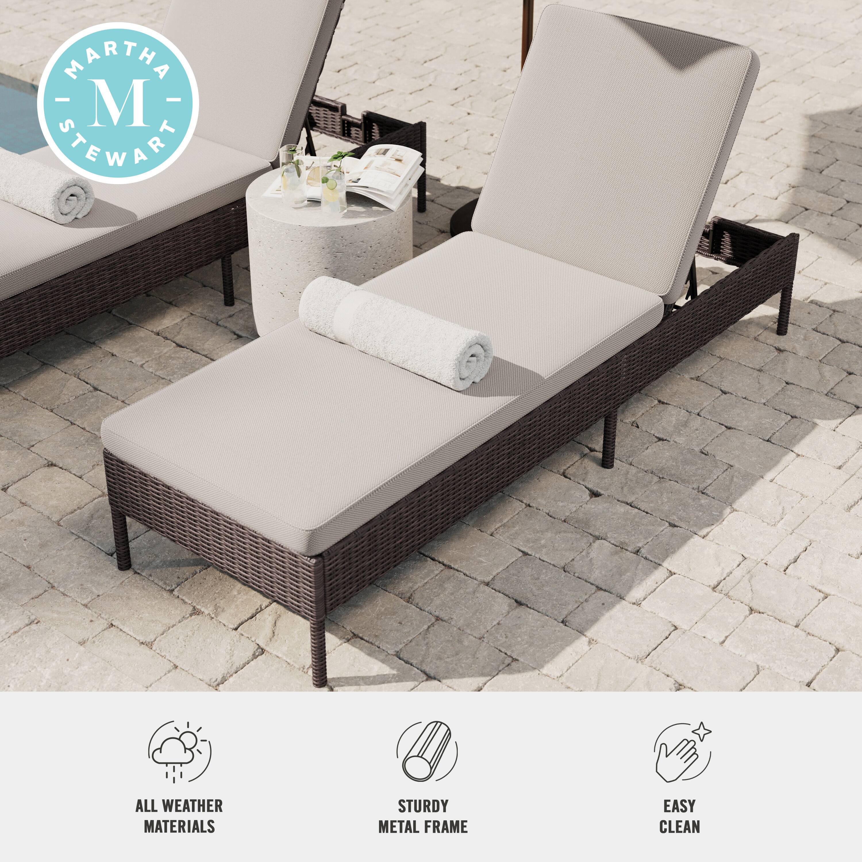 "Martha Stewart All Weather Materials. Sturdy Metal Frame. Easy Clean."