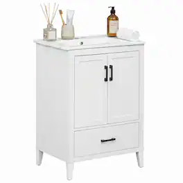 Boyel Living - Modern Bathroom Vanity with Sink 2 Doors and Drawer 24.5 Inch - White