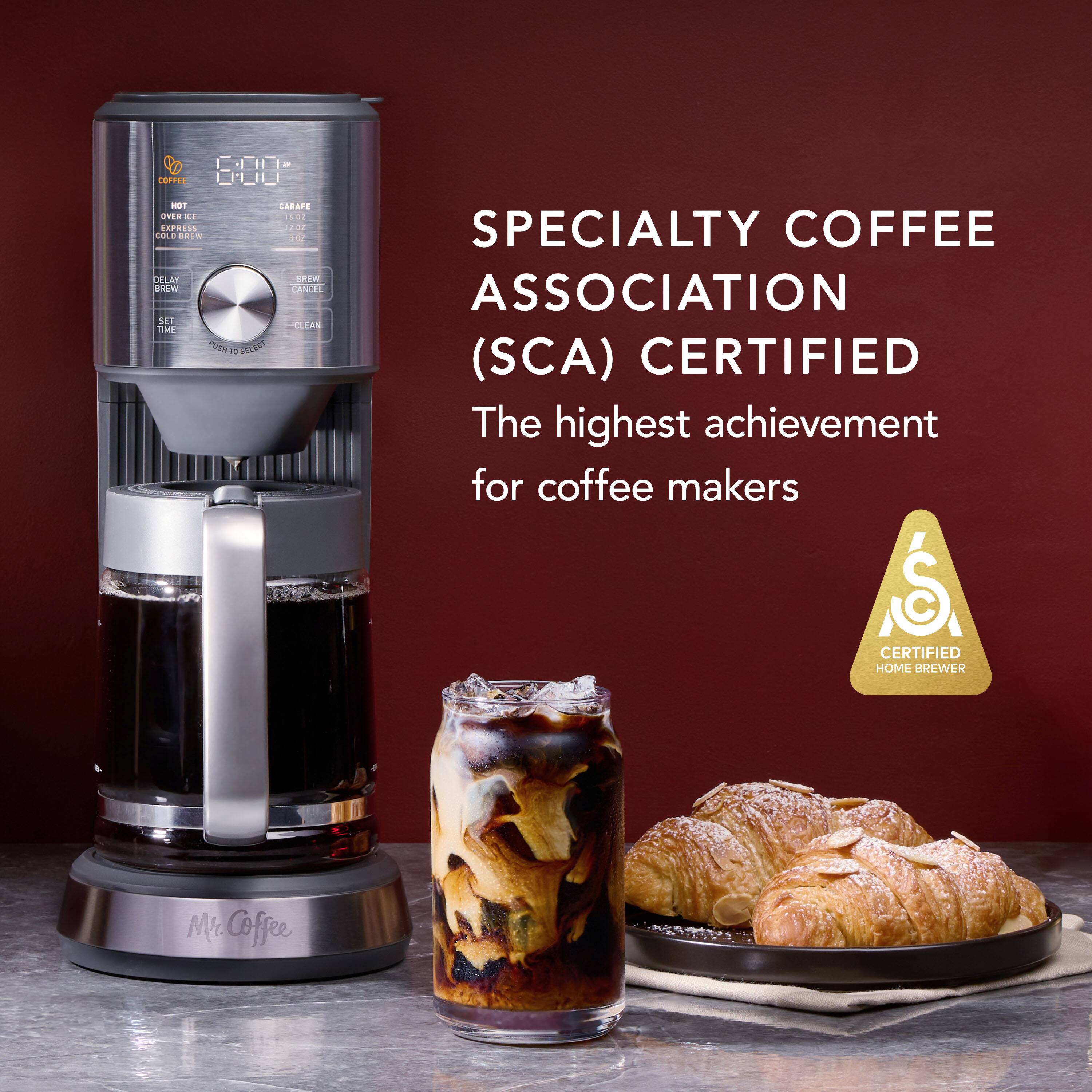 O CL COFFEE 000 - CARAFS UH  .. 2 EP EAPRESS  CaLS e0EW - D DELAY DREW mEW CANCEL SEE IFAS ToE PS N 1ELEE SPECIALTY COFFEE ASSOCIATION (SCA) CERTIFIED The highest achievement for coffee makers CERTIFIED HOME BREWER Mrc. Coffee |