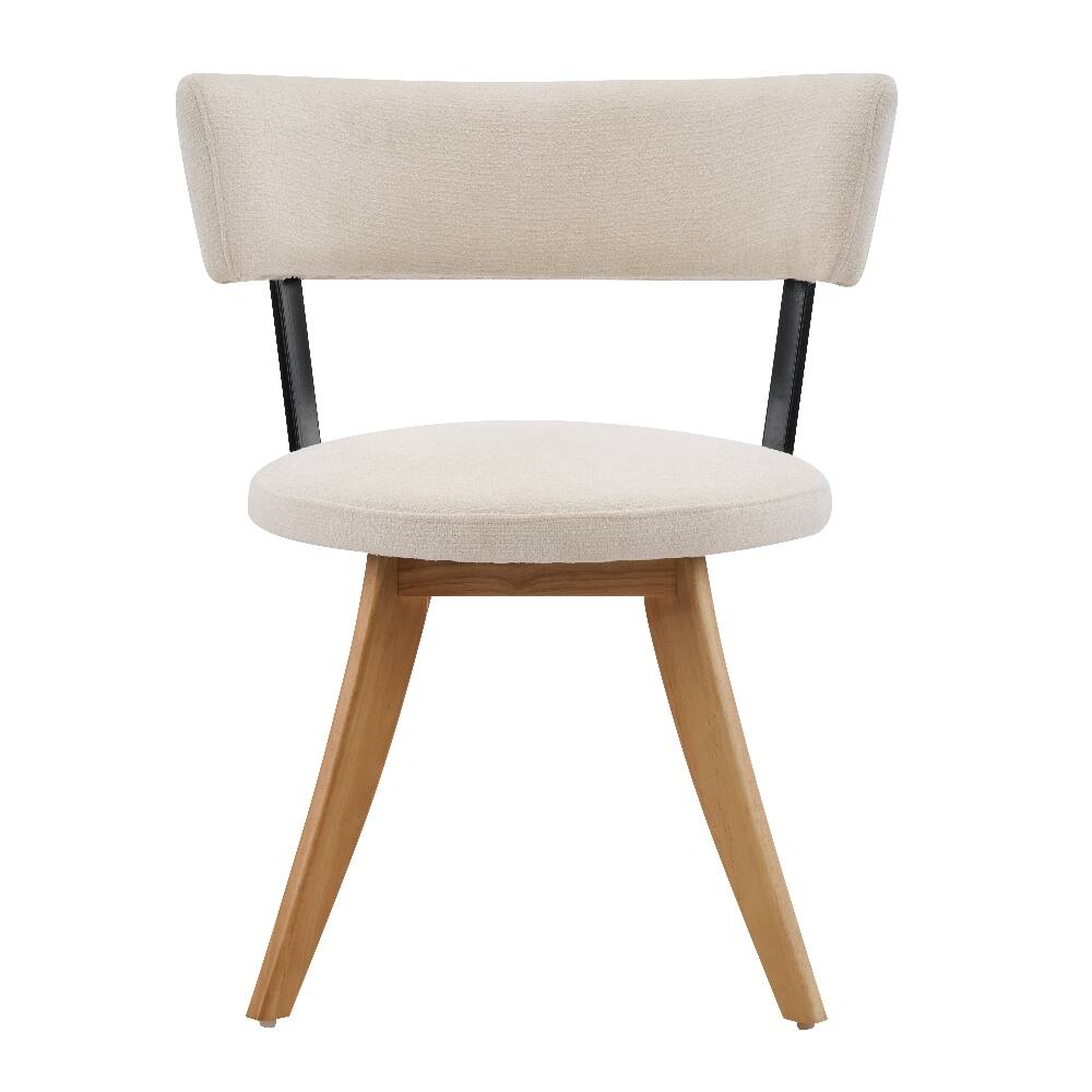 Alt View 2. Loheer - Loheer Upholstered Dining Chairs Set of 2 White Fabric Curved Back Rubber Wood Base - White.
