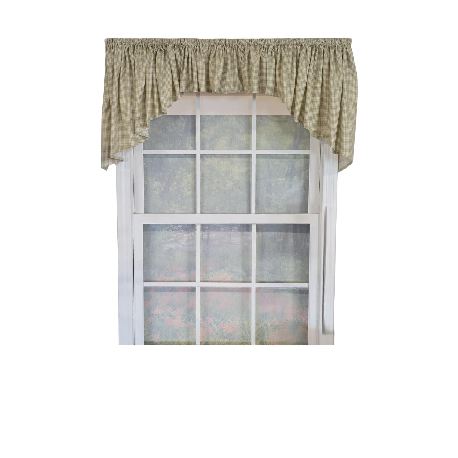 RLF Home - 100% Cotton 3-PC Crosswell Center/Jabot set Fully lined Rod Pocket Valance 75" x 23" - Sage