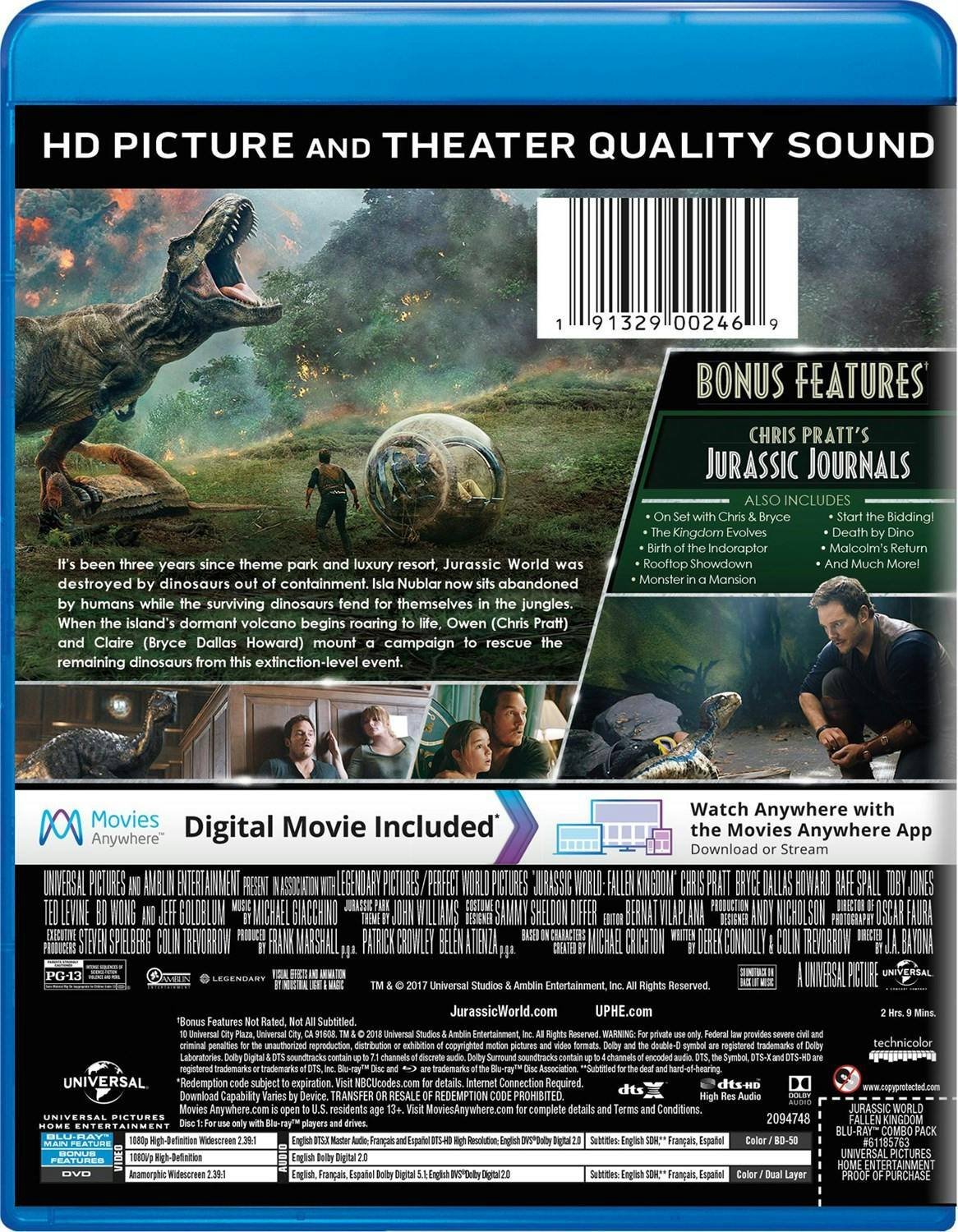 Back. Jurassic World - Fallen Kingdom (BD Combo Pack) (with DVD) [Blu-ray].