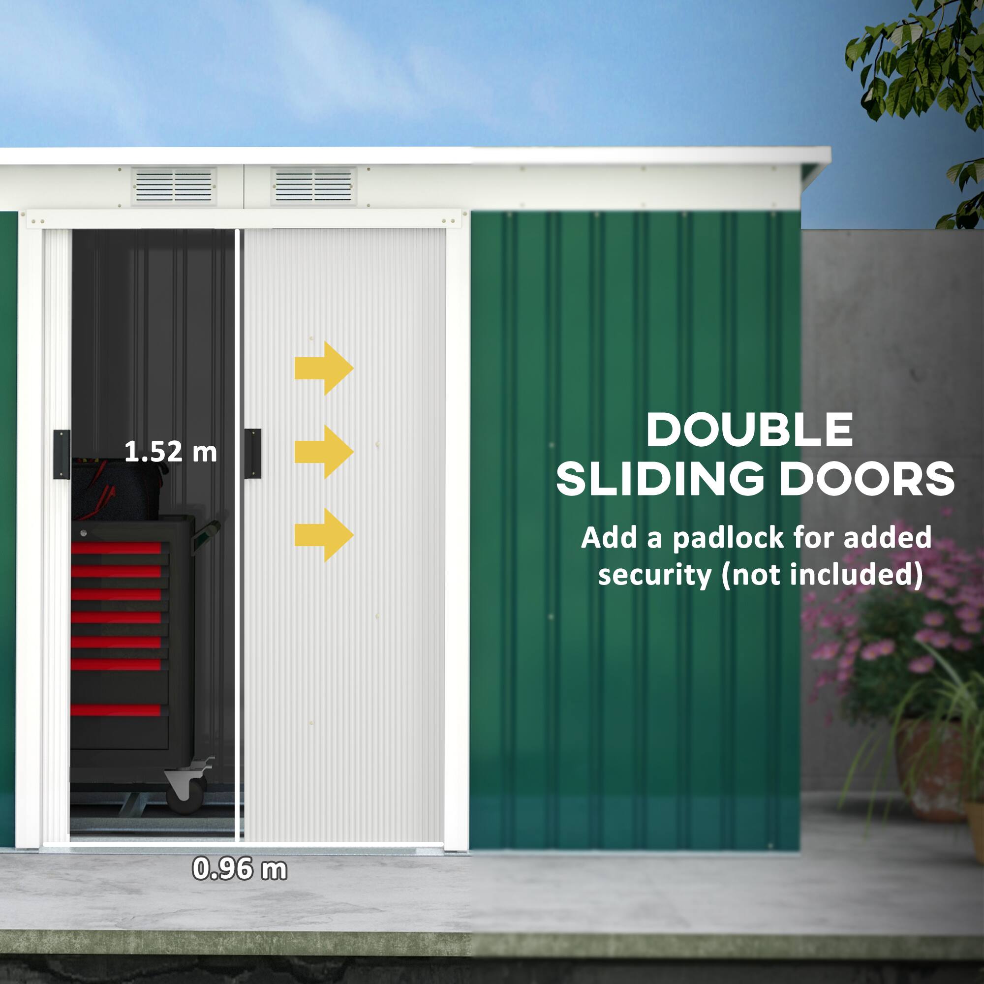 DOUBLE SLIDING DOORS
Add a padlock for added security (not included)
1.52 m
0.96 m