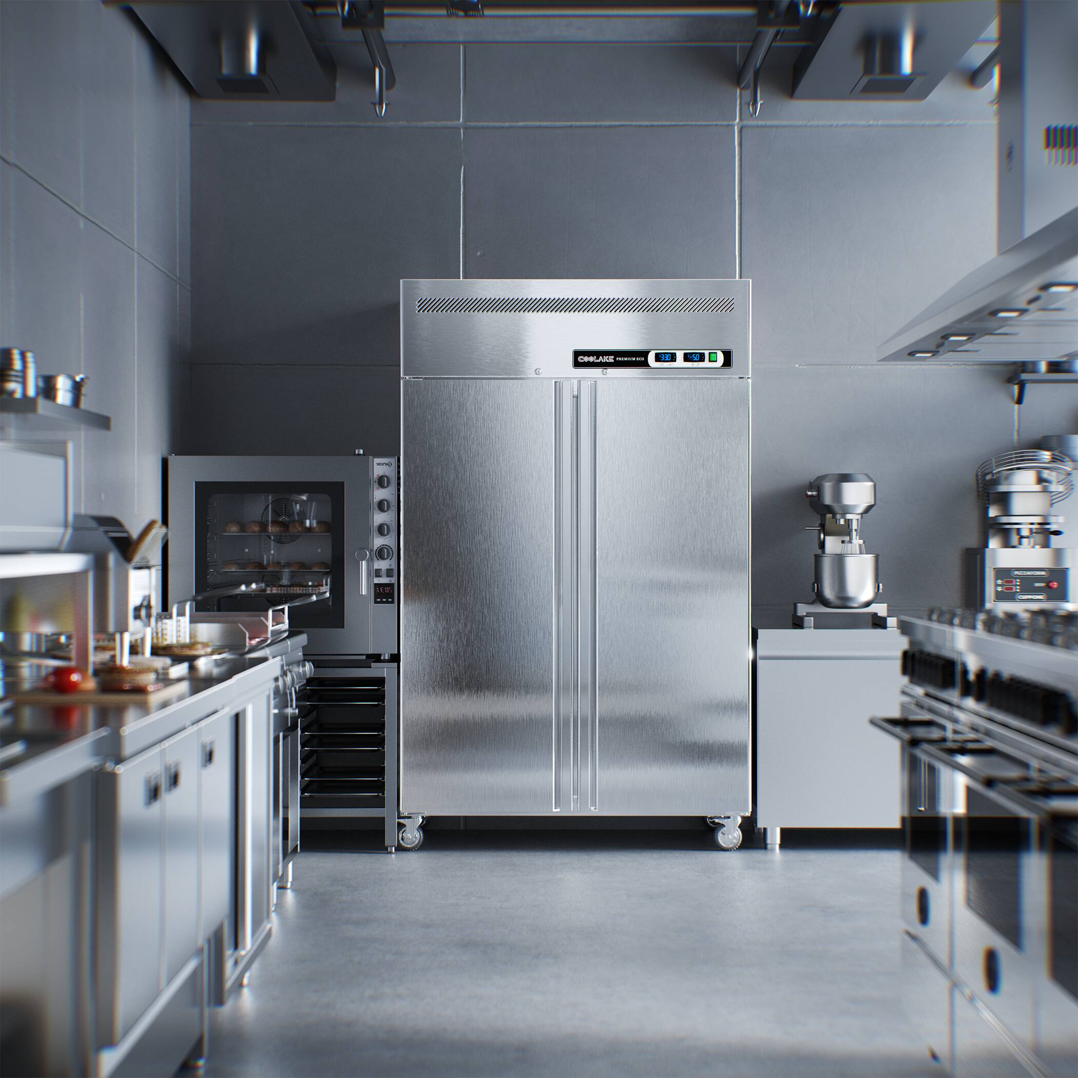 Alt View 4. Coolake - Coolake Commercial Refrigerator and Freezer Combo, 48" W Dual Temperature Zones, 36 Cu.ft 2 Door - Silver.