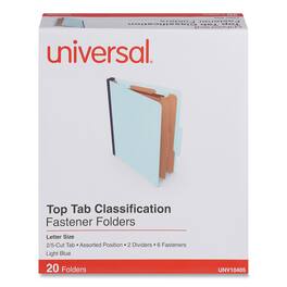 Universal - Six Section Pressboard Classification Folders 2.5 Expansion 2 Dividers Letter Size Light Blue 20 per Box