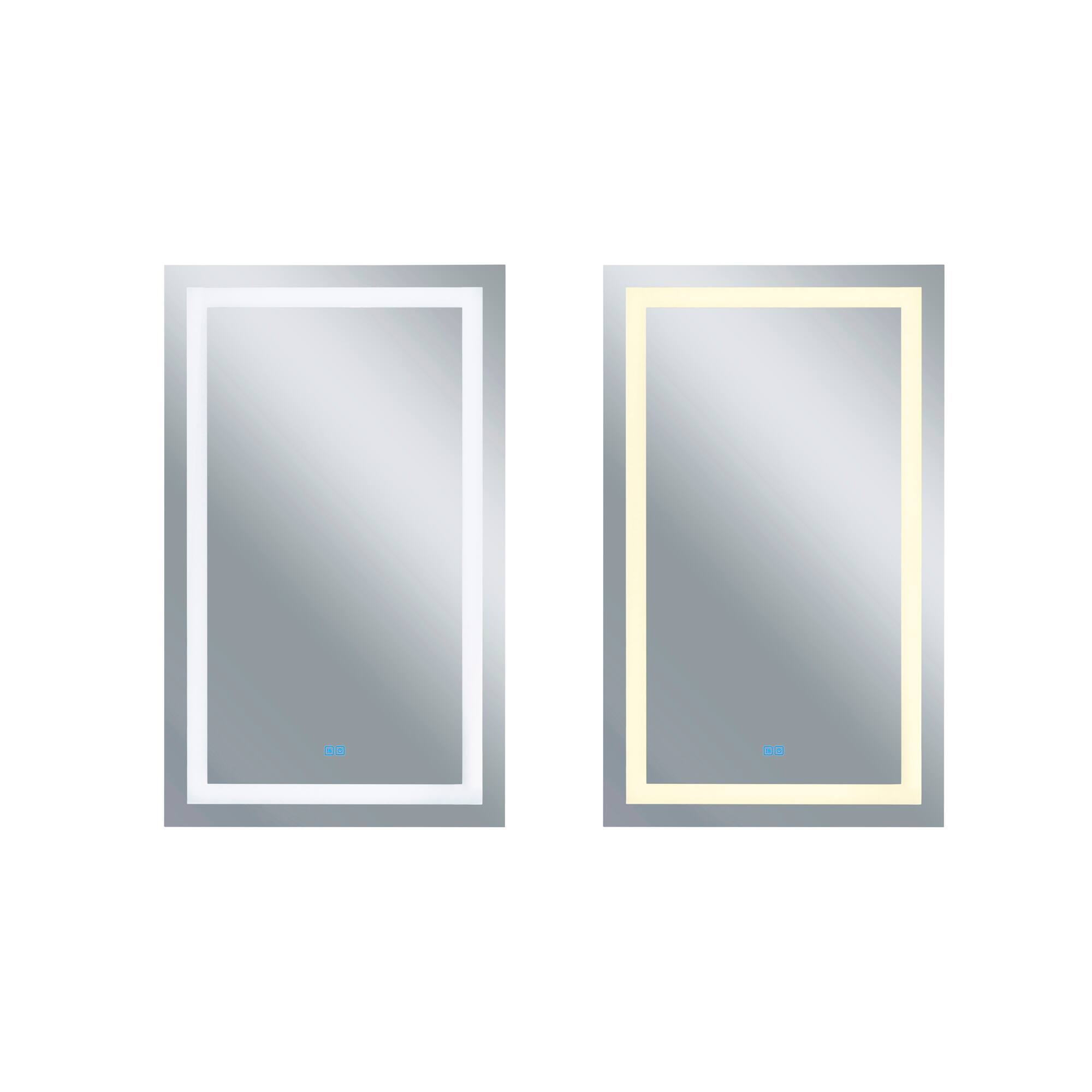 Left. CWI Lighting - Abril Rectangle Matte White LED 30 in. Mirror From our Abril Collection - White.