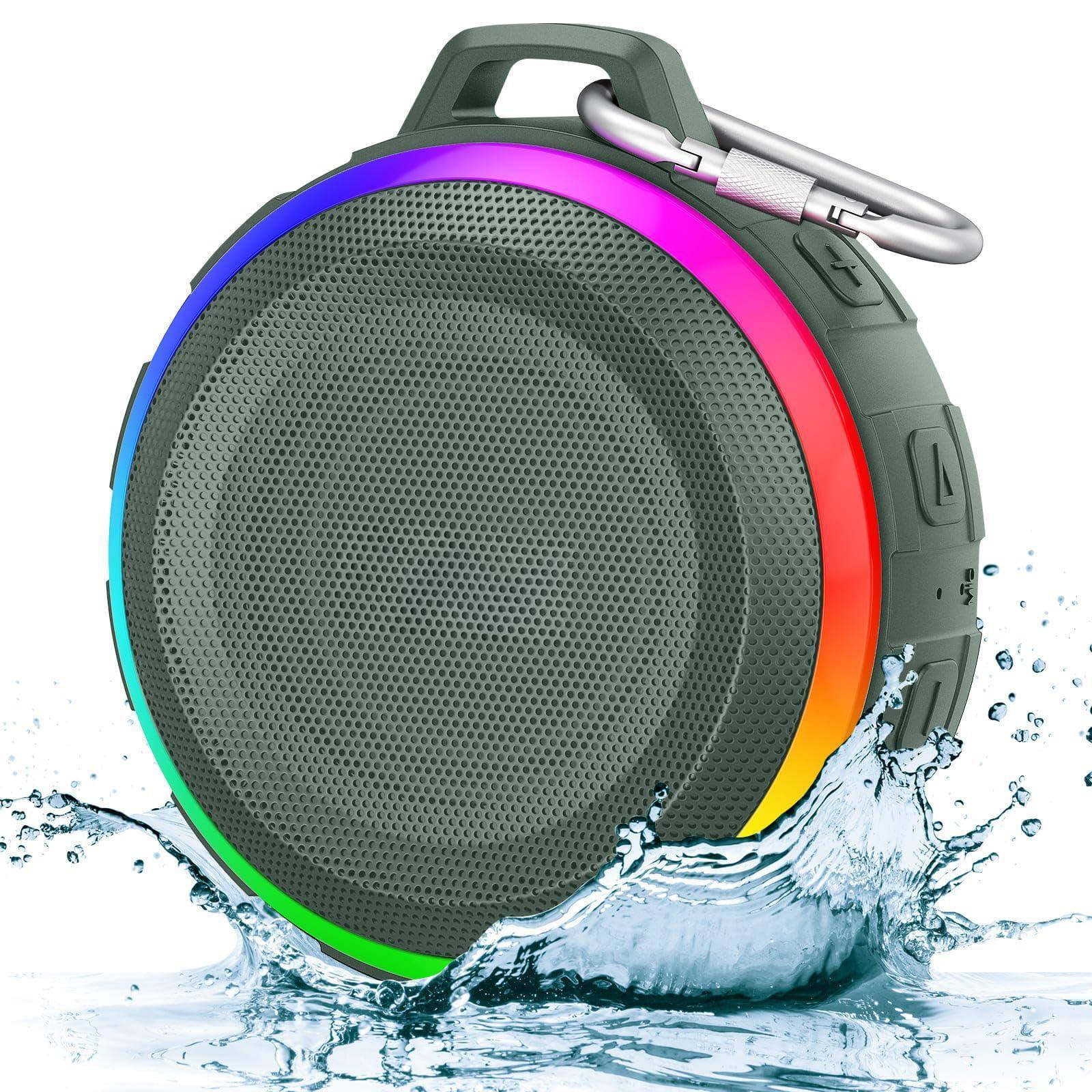 Cedar Assembly - Shower With Ipx7 Waterproof Dynamic Lights Crisp Clear Sound True Wireless Stereo Clip Portable For Pool - Army Green