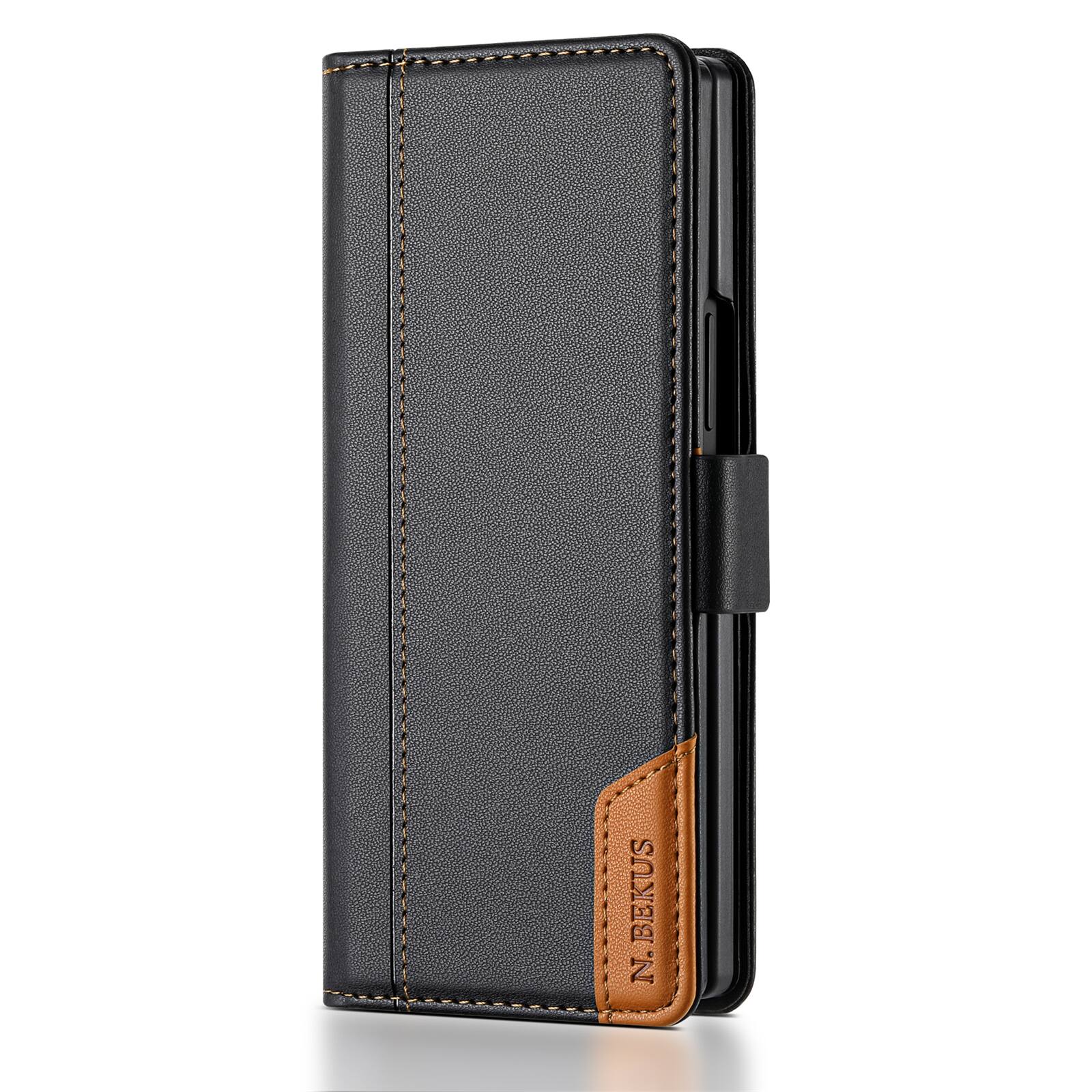 Back. Dteck - Wallet Case for Samsung Galaxy Z Fold8 Ultra, Leather Folio Cover with Card Slots & Magnetic Closure - Black.