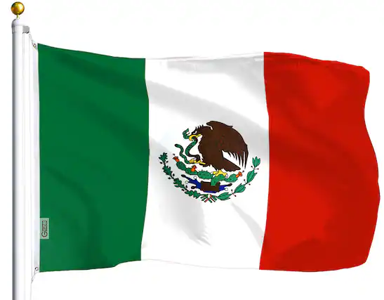 Front. G128 - Mexico Flag 3x5 ft 100D Printed Polyester Bandera de Mรฉxico - Assorted Colors.
