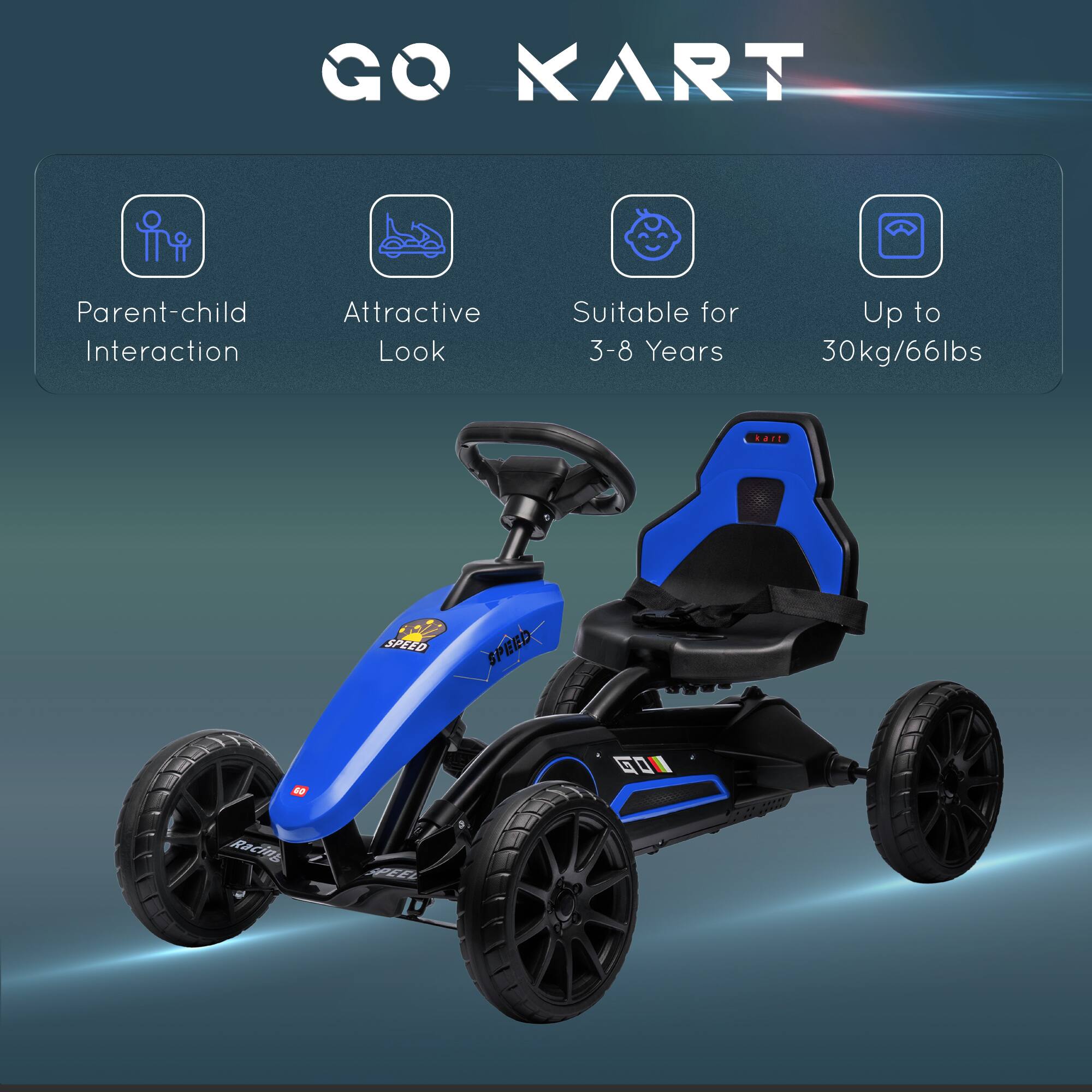 Aosom Kids Pedal Go Kart, Outdoor Ride on Toys with Swing Axle