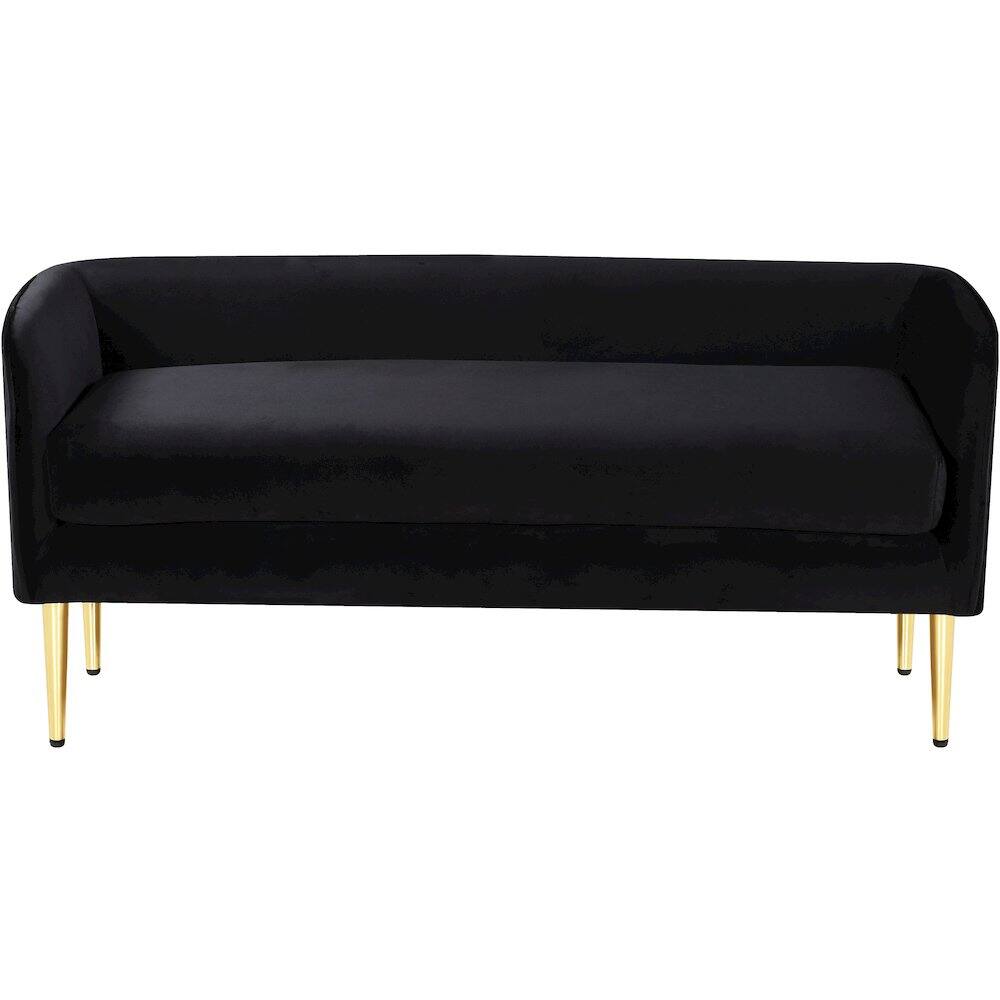 Alt View 2. Meridian Furniture - Audrey Black Velvet Bench - Black.