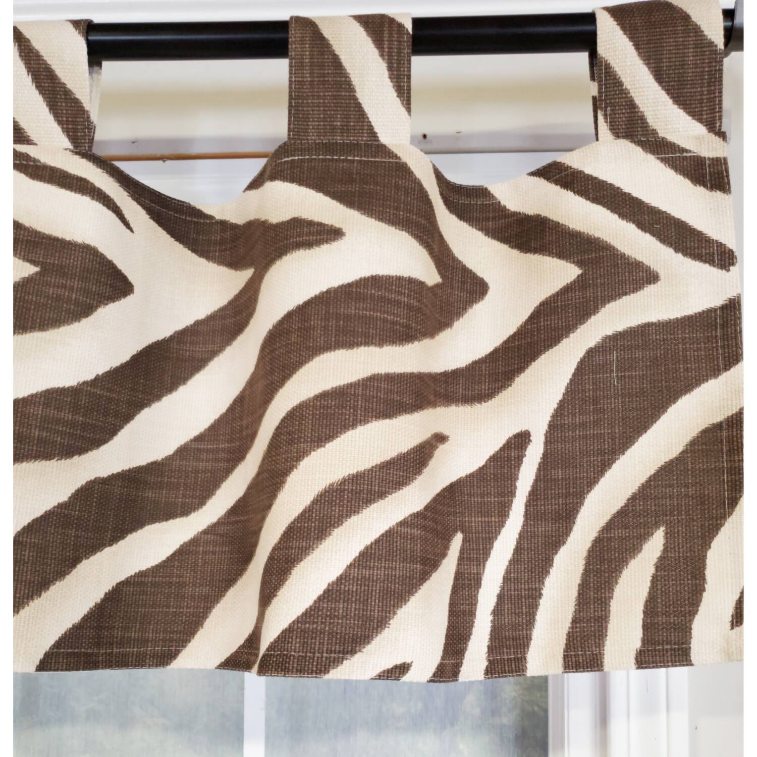 Left. RLF Home - RLF Home 4" Top Tab High Quality Fabric Zebra Tab Valance for Windows 50" x 16" Brown - Brown.