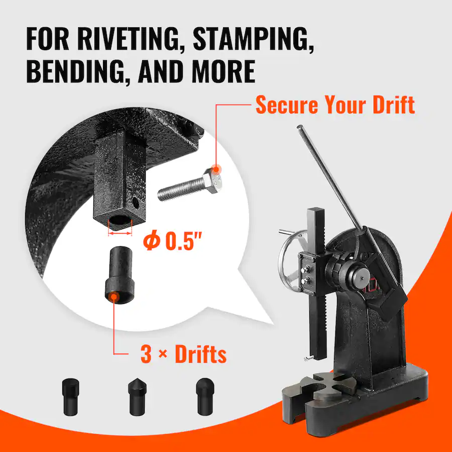 Best Ratchets VEVOR Arbor Press, 3 Ton Ratchet Type Arbor Press, Ratchet Leverage ...