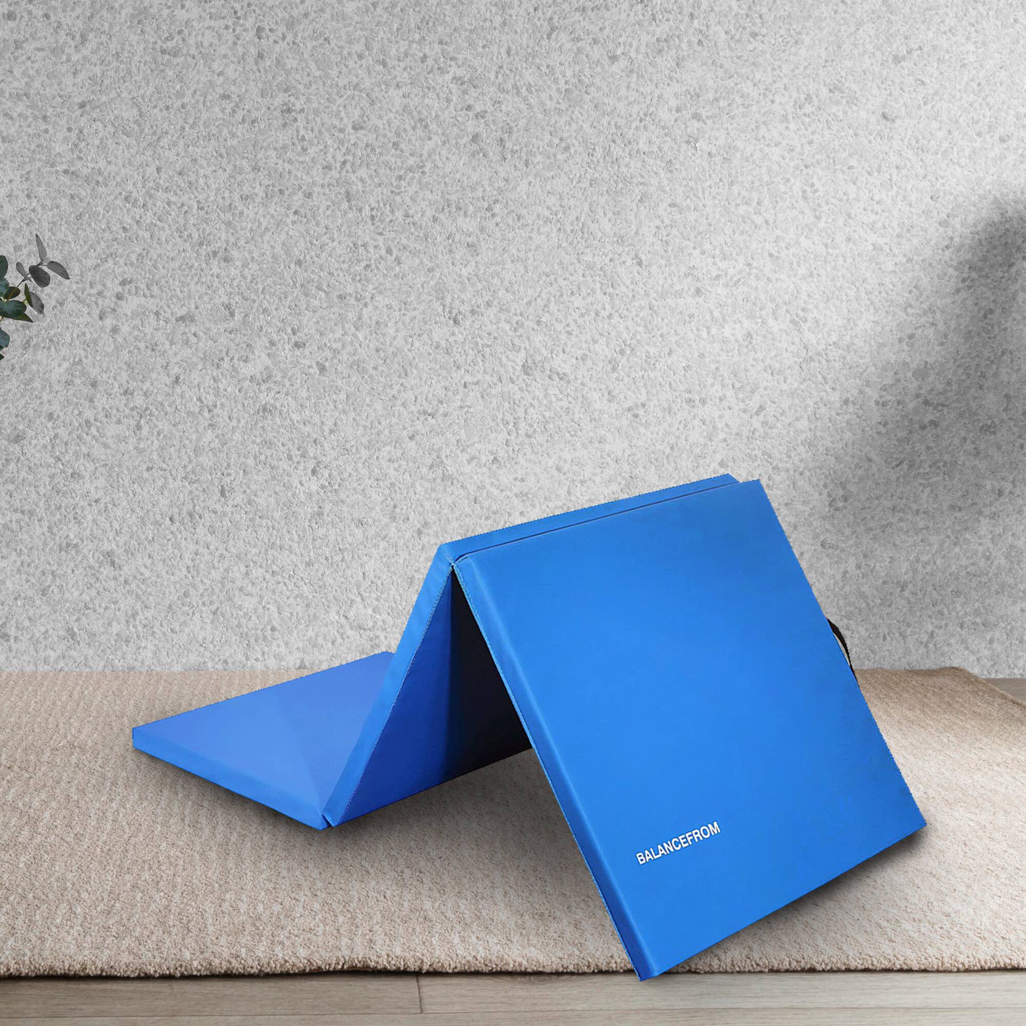 Alt View 3. BalanceFrom Fitness - BalanceFrom Fitness GoGym 6x2ft Folding 3 Panel Exercise Mat with Handles, Blue - Blue.
