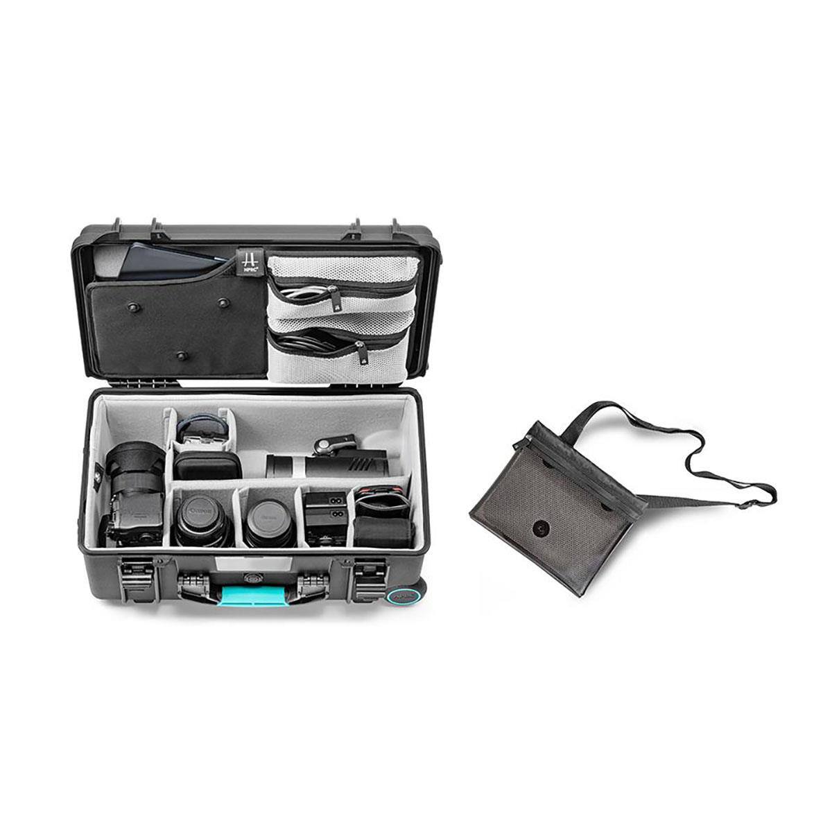 Alt View 4. HPRC - HPRC 2550 Wheeled Waterproof Hard Case with Second Skin and Lid Organizer, Black/Blue Bassano.
