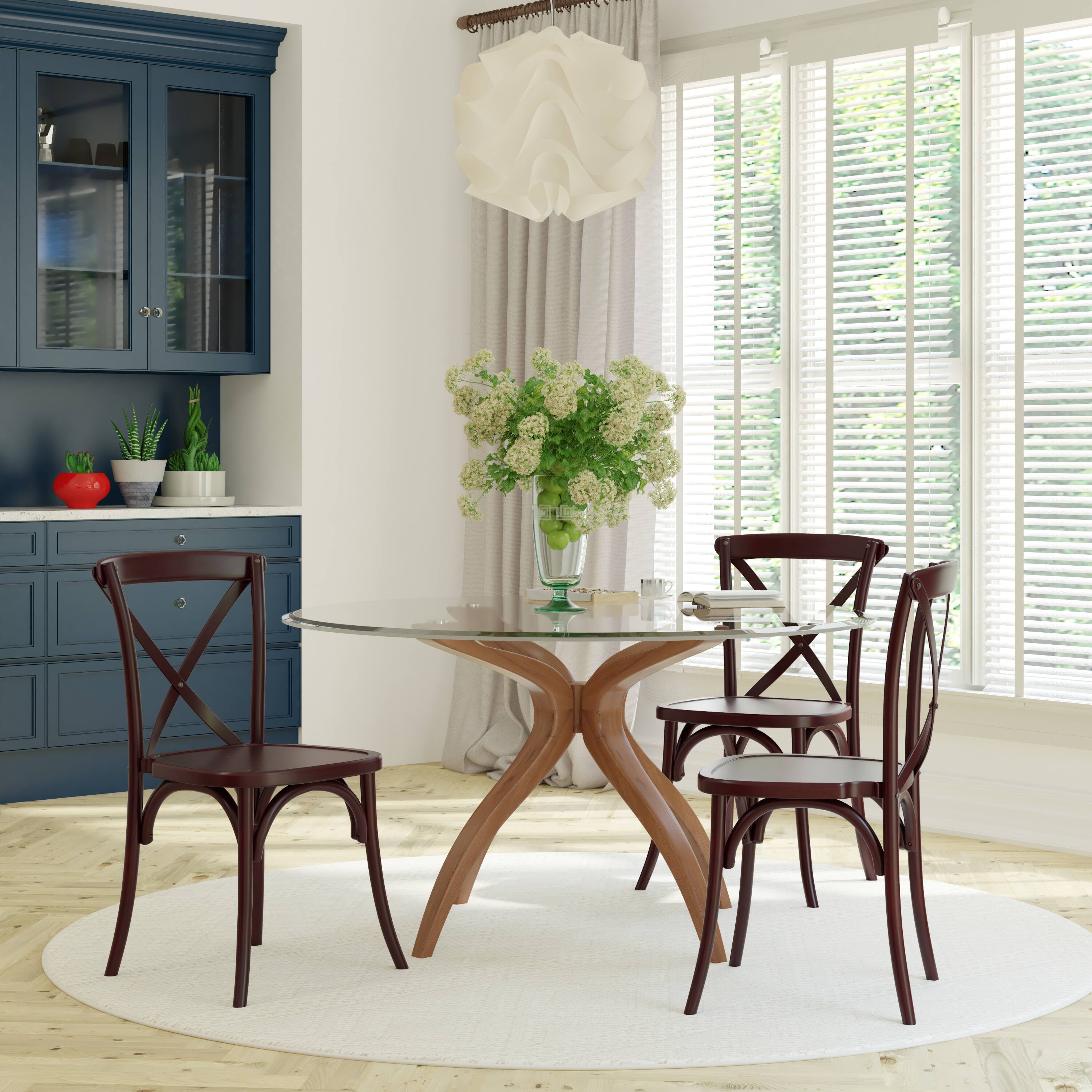 Front. Emma + Oliver - X-Back Chair - Walnut.