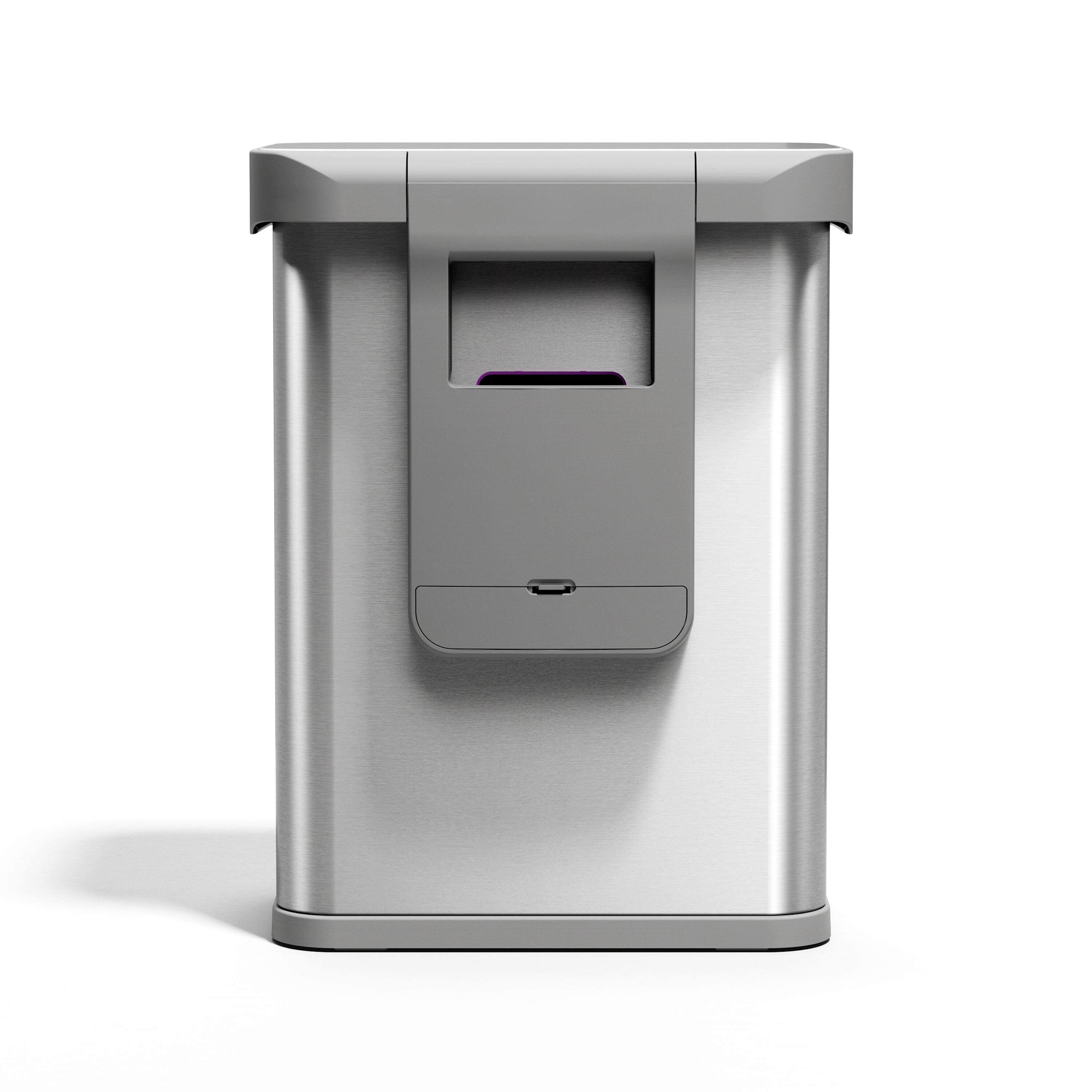 Alt View 3. simplehuman - 58L rectangular sensor can with voice and motion control, brushed stainless steel - Brushed.